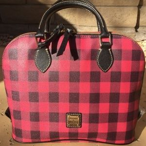Dooney & Bourke Red, Black Check Zip Zip Satchel